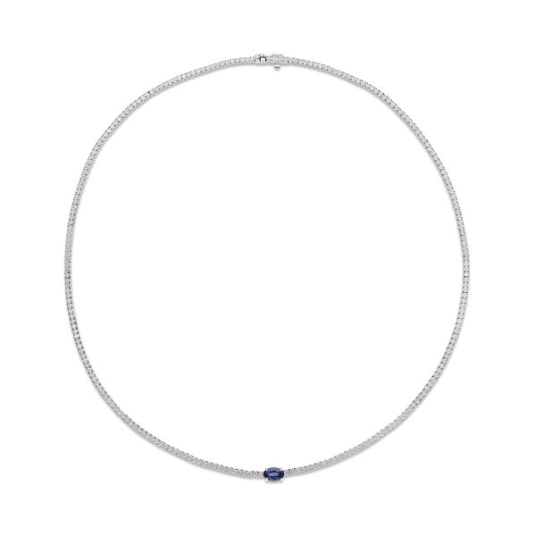 Sapphire Line Necklace in White Gold